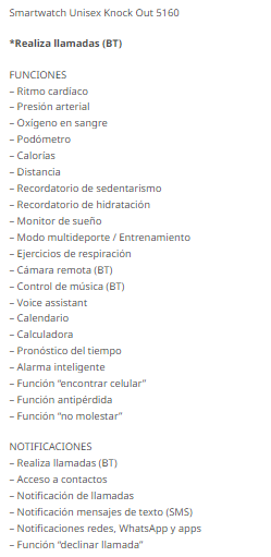 Smartwatch Knock Out 5160